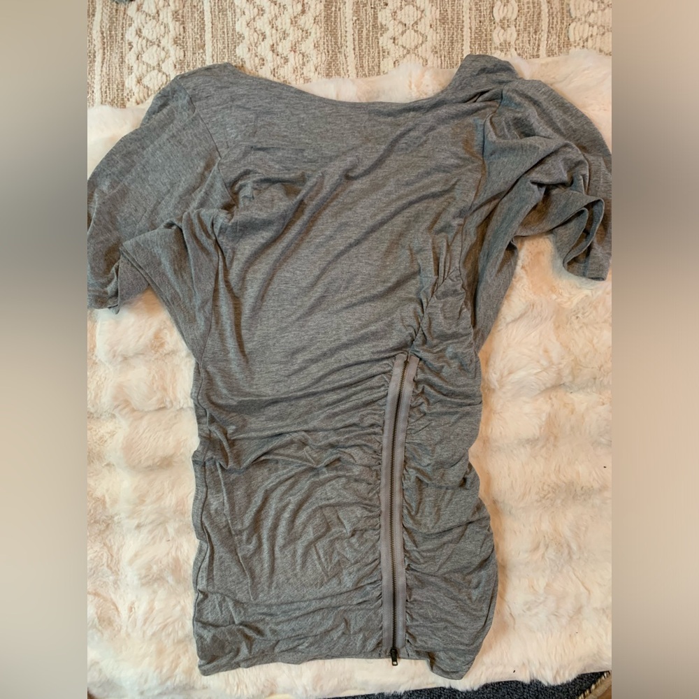 Gray cocktail dress with zipper